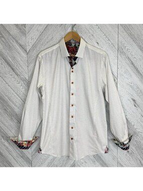 Au Noir Button Down Shirt Mens Large (4) Geometric Print Flip Cuff Harajuku